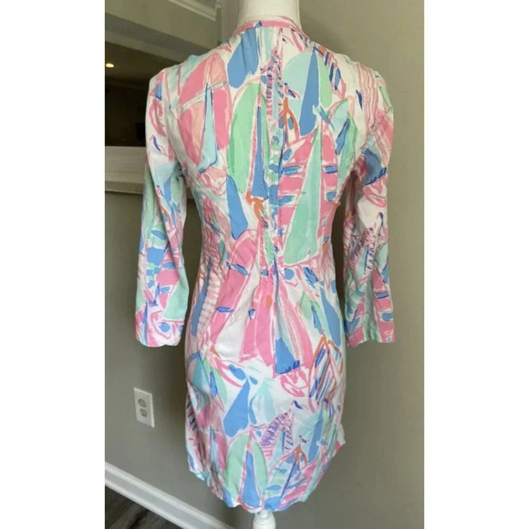 Lilly Pulitzer Sarasota Tunic Dress Pintuck Pleats Pink Blue Green XS - Picture 3 of 6